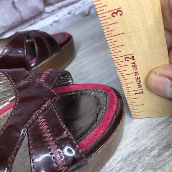 7 Seven For All Mankind Purple Patent Platform Sandals Heels Women Sz 37EU/6.5US - Picture 5 of 16